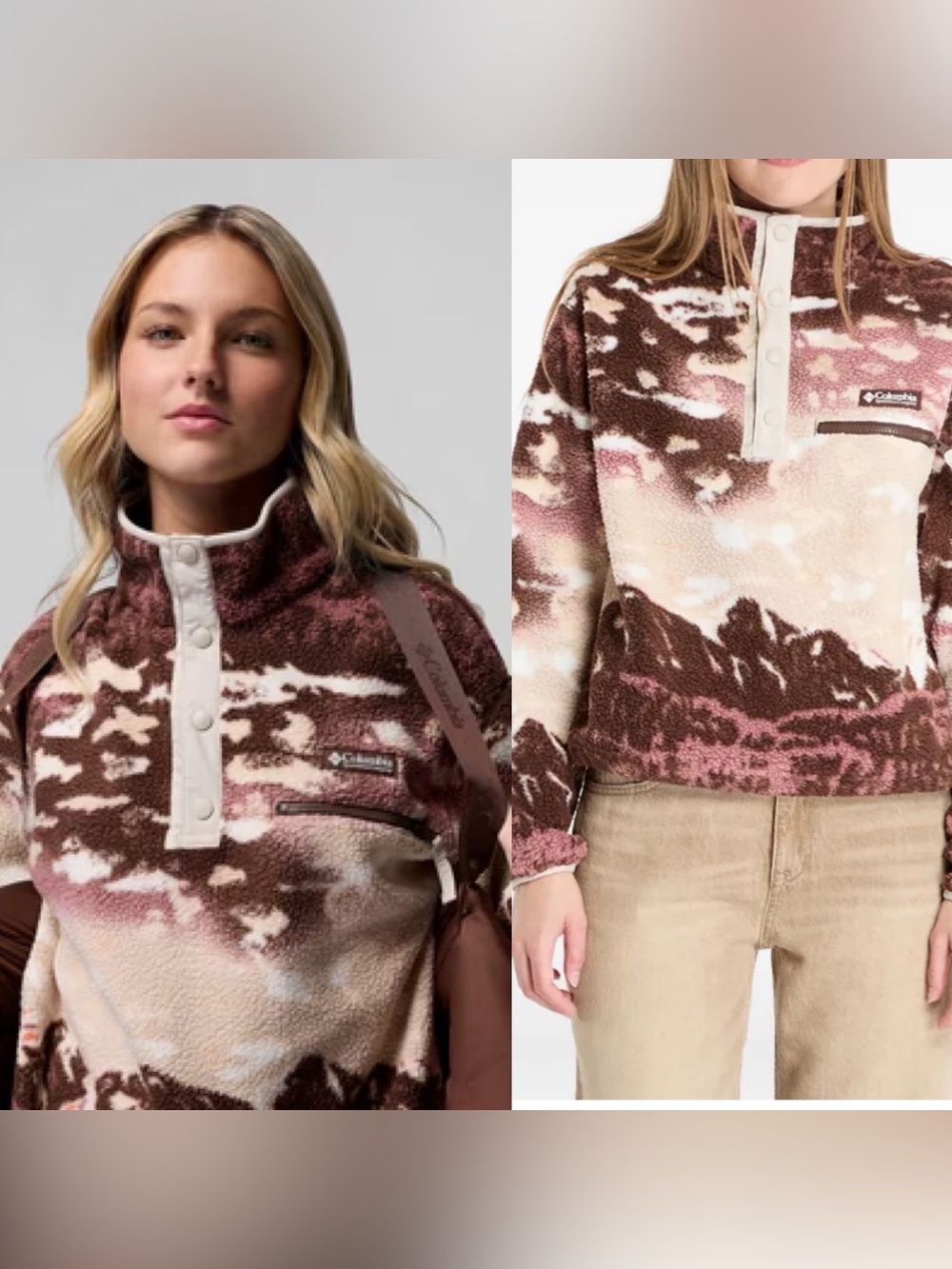 Columbia Helvetia II Mountain Scene Print Fleece Sweatshirt Women’s Plus 1X